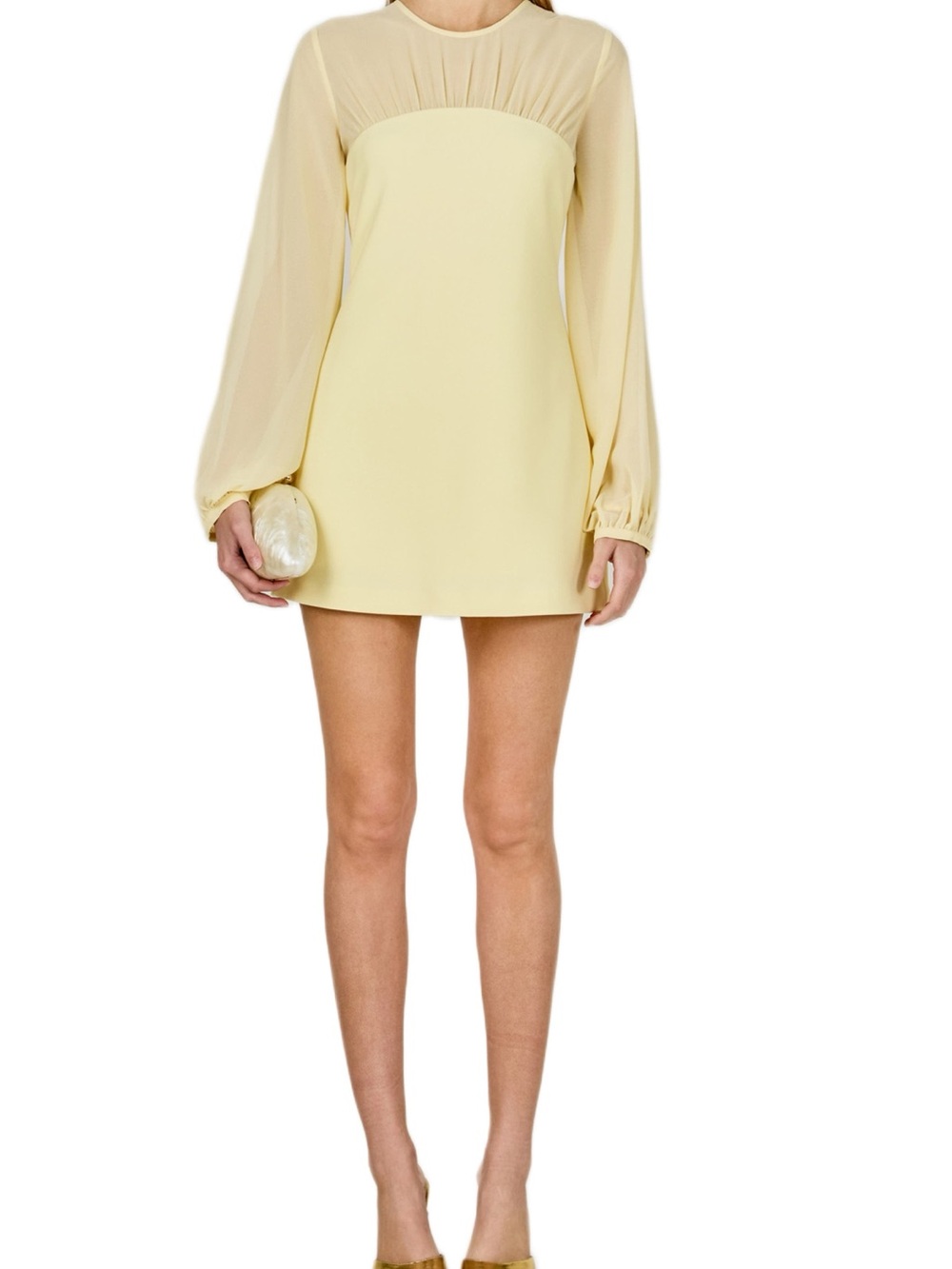 Endless Rose Pale Yellow Long-Sleeve Mini Dress